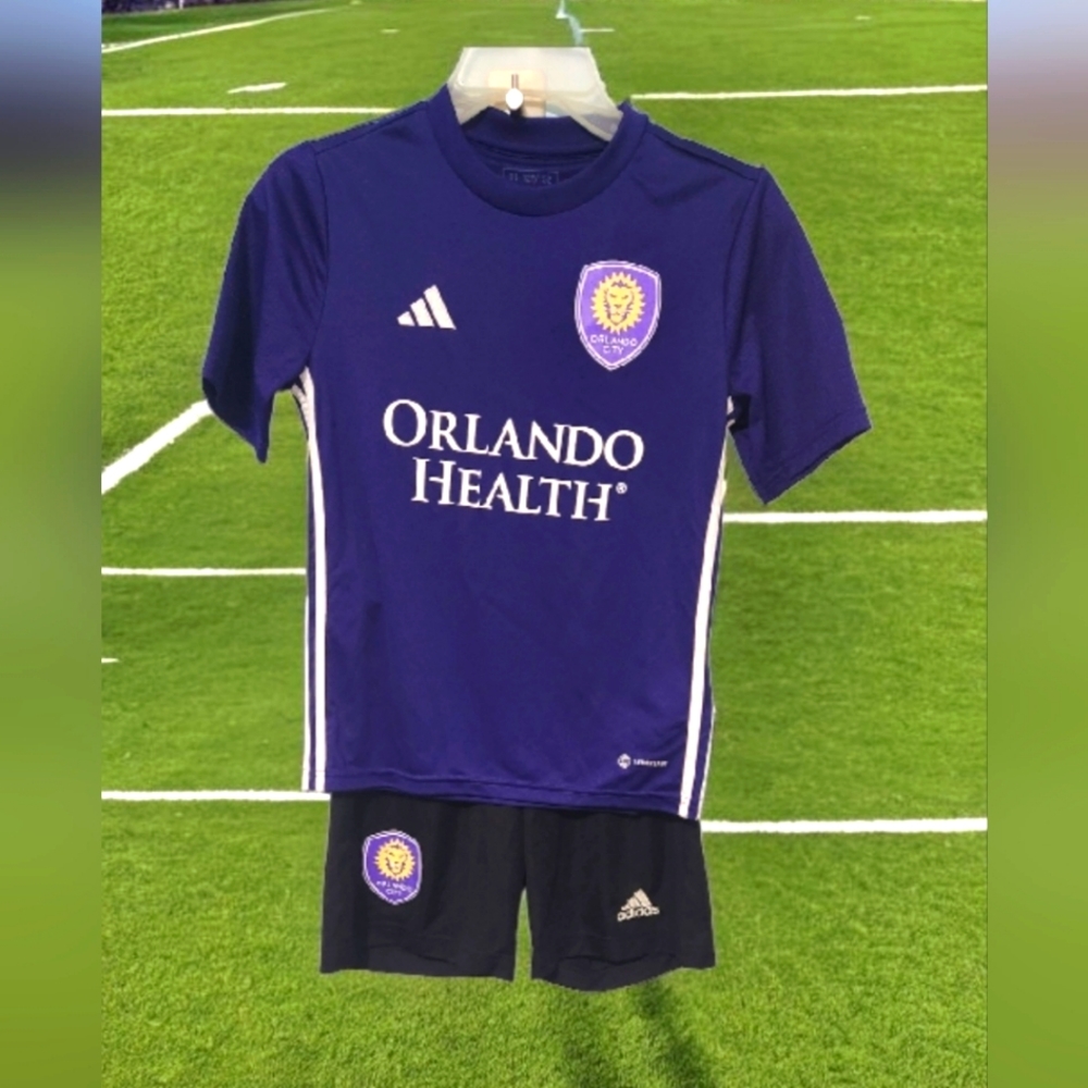 Youth Orlando City Soccer Club Jersey and shorts